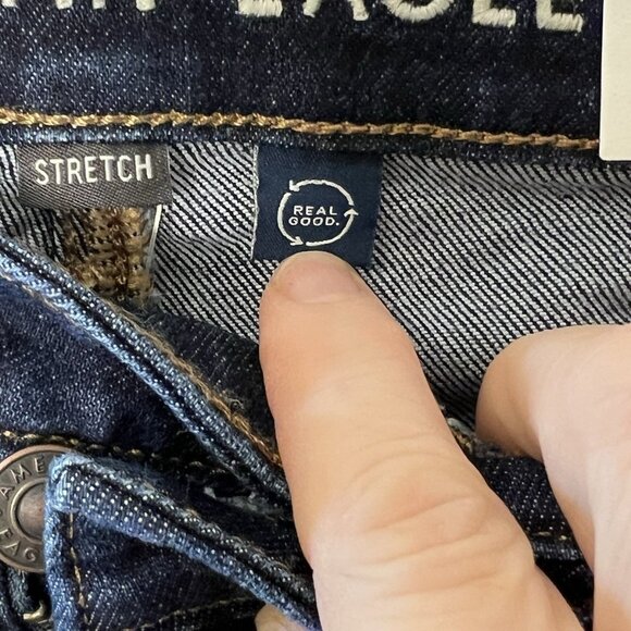 American Eagle Mom Jeans Stretch Super High Rise Dark Wash Denim 2 Long - Picture 8 of 16